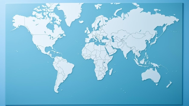 Photo simple world map with blank continents on blue background ideal for educational purposes