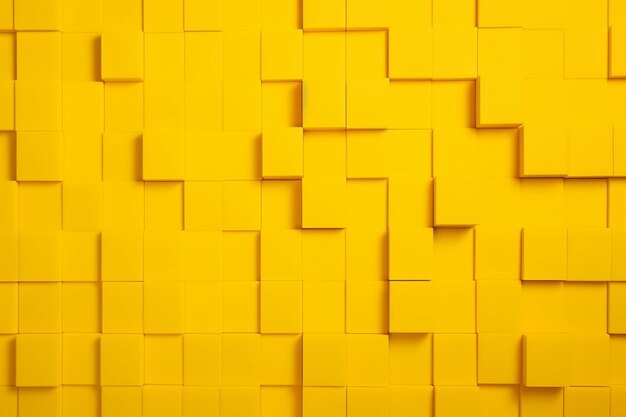 Simple yellow background of an artificial square block contour structure pattern