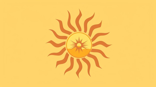 A simple yellow sun with orange rays