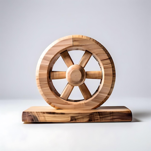 Simple yoga wheel and block on a white background