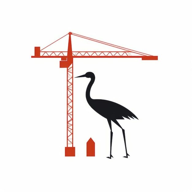 Photo simplified crane illustration minimalist cartoonish style