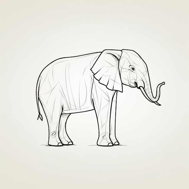 Photo simplified line work a unique elephant drawing style