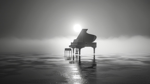 Photo simplistic elegance grand piano cover gilbert garcin inspiration monochromatic palette textured sophistication