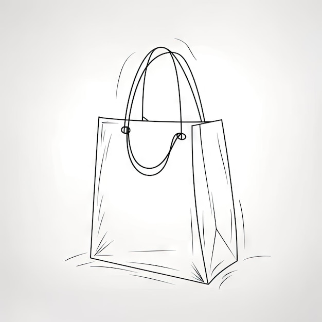 Simplistic Shopping Bag Line Art Illustration