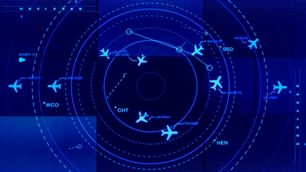 Simulation screen showing various flights for transportation and passengers.