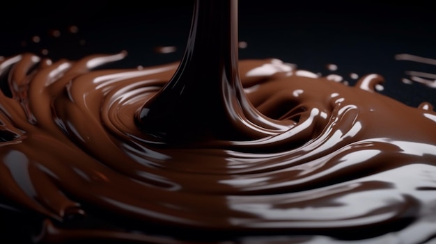 Sinful chocolate stream Indulgent sauce flowing deliciously from the front perspective