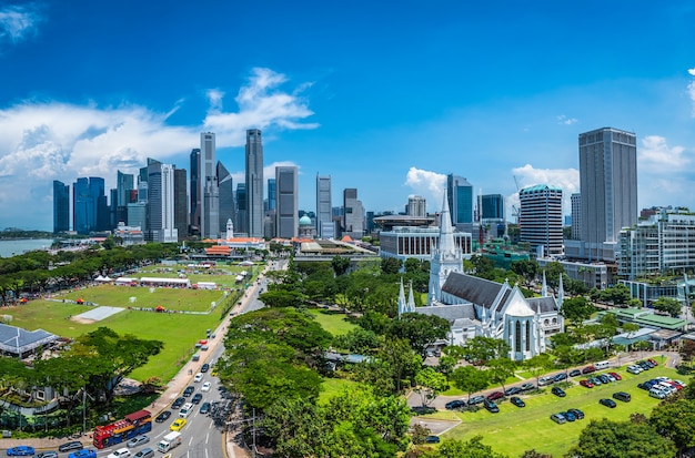 Singapore city skyline of business district downtown in daytime.