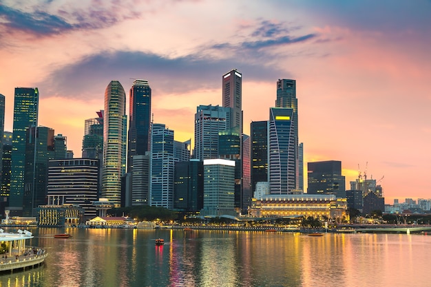 Singapore city skyline at night