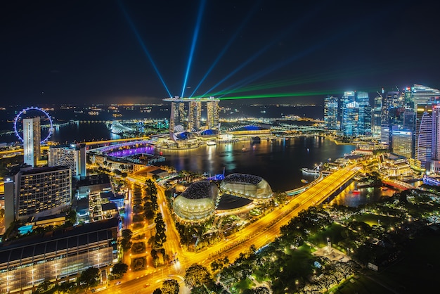 Singapore city skyline at night