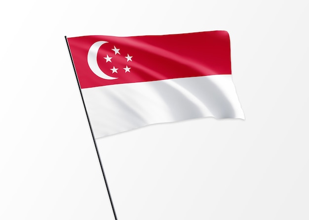 Singapore flag flying high in the isolated background Singapore independence day