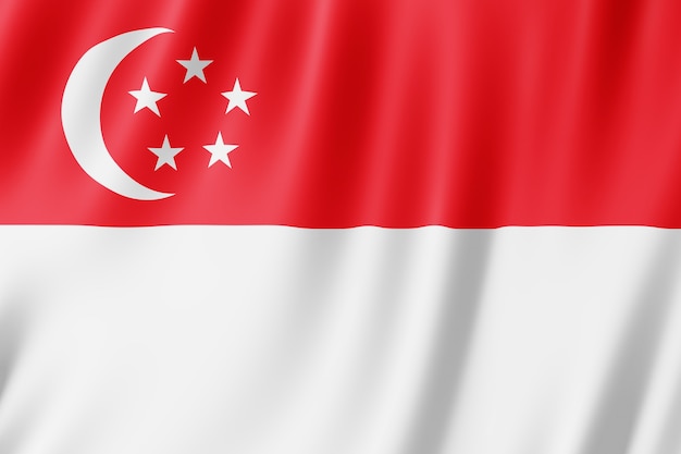 Singapore flag waving in the wind.