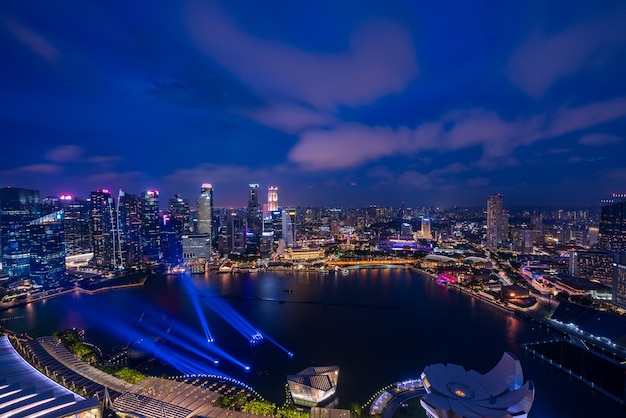 Singapore skyscrapes at night