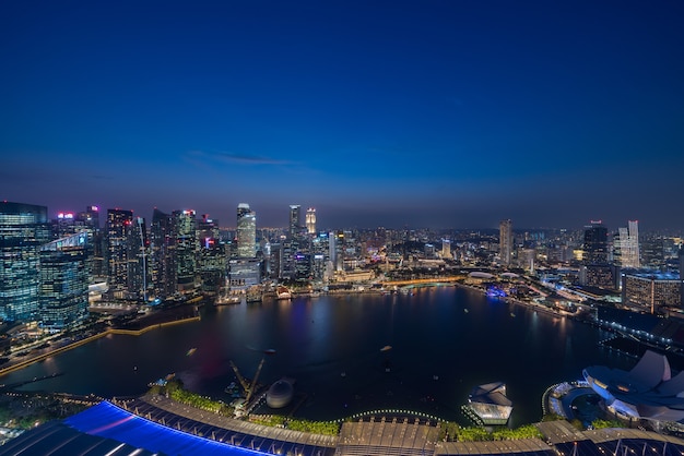 Singapore skyscrapes at night