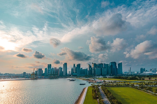 Singapore view from Marina Bay Cruise Centre Singapore to the city singapore downtown panorama