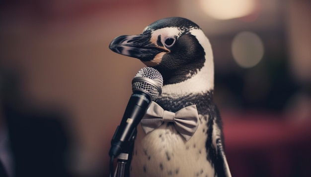 Singer on stage with microphone animal head background generated by AI