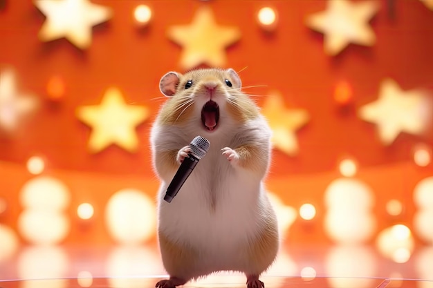 Singing Hamsters Disco of 80s Concert of 90s Karaoke with Rodents Abstract Generative AI Illustration