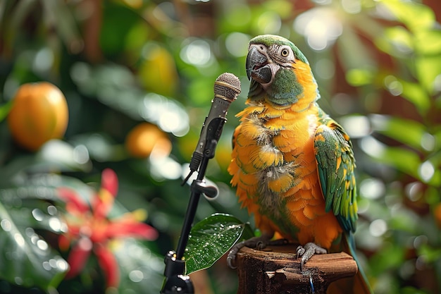 Photo singing parrot