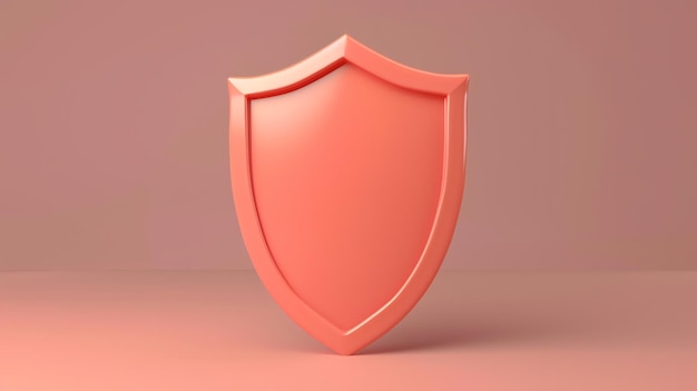 A single 3D rendered shield against a pink background