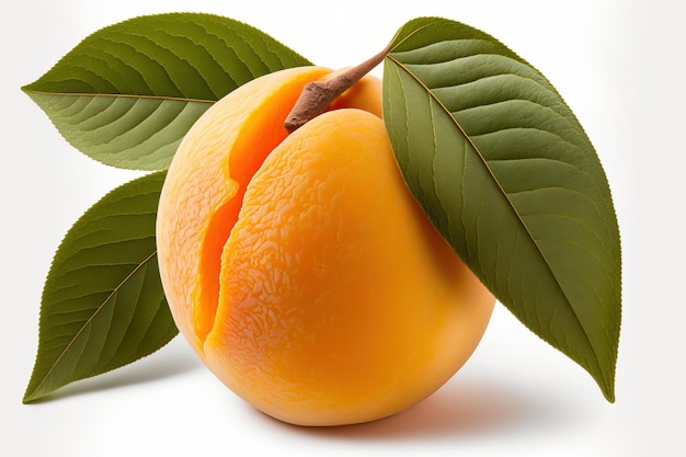 A single apricot With a clipping path an entire solitary apricot fruit with a leaf