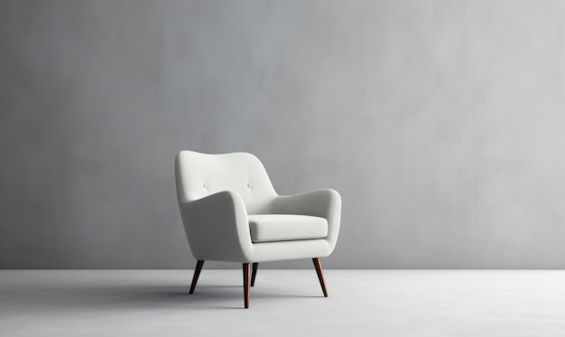 Single Armchair isolated on Grey Background with Copy Space