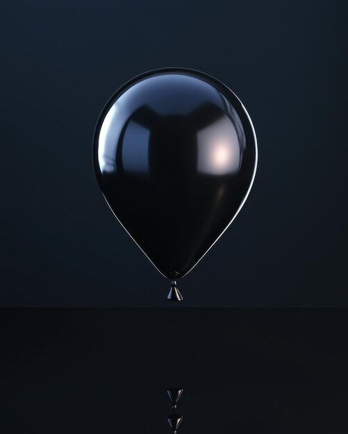 Photo single black balloon floating against dark background minimalist photography