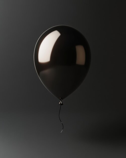 Photo single black balloon floating against a dark background