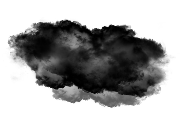 Single black cloud of smoke over white background