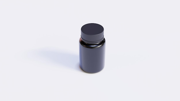 Single Black Medicine Bottle With Black Cap