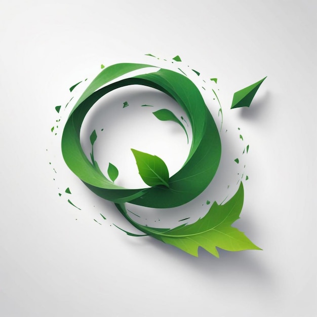 Photo single bright green leaf logo a simple symbol of freshness and sustainability