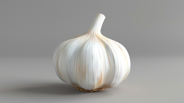 A single bulb of garlic with a white and light brown exterior