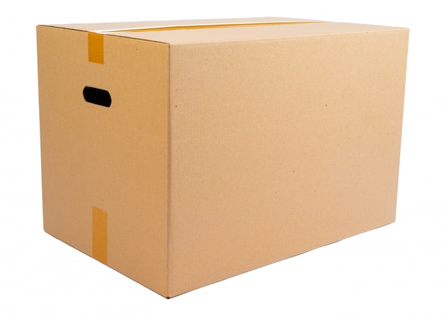 Single carton moving box isolated on white