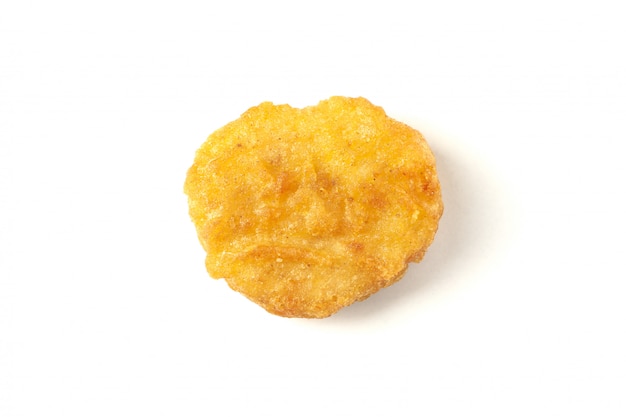 Single chicken nuggets isolated on white background