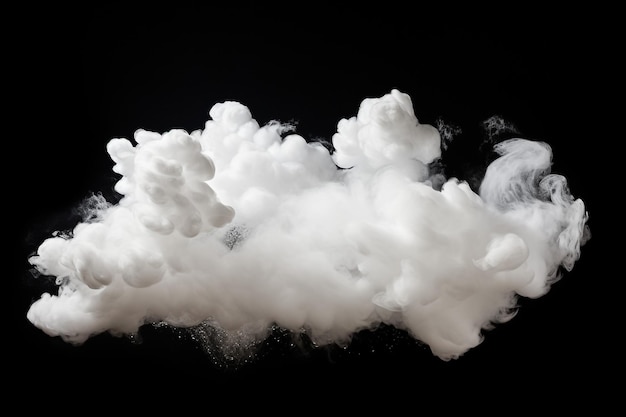 Single cloud in air isolated on black background Fog white clouds or haze For designs isolated on