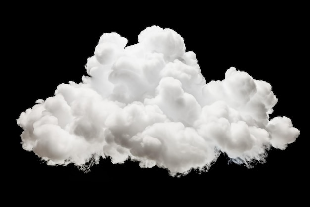 Single cloud in air isolated on black background Fog white clouds or haze For designs isolated on