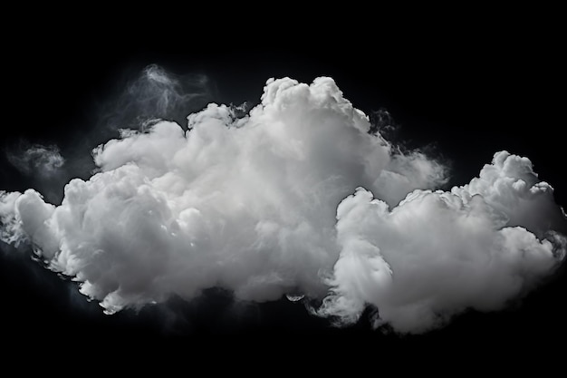 Single cloud in air isolated on black background Fog white clouds or haze For designs isolated on