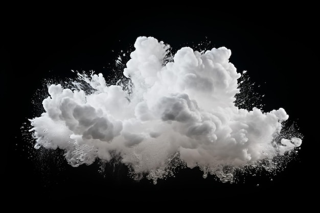 Single cloud in air isolated on black background Fog white clouds or haze For designs isolated on