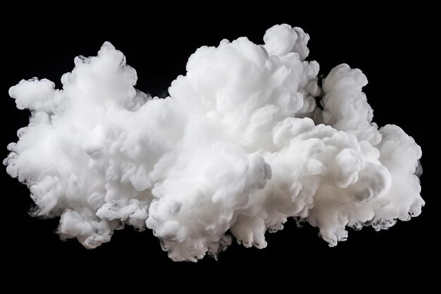 Single cloud in air isolated on black background Fog white clouds or haze For designs isolated on