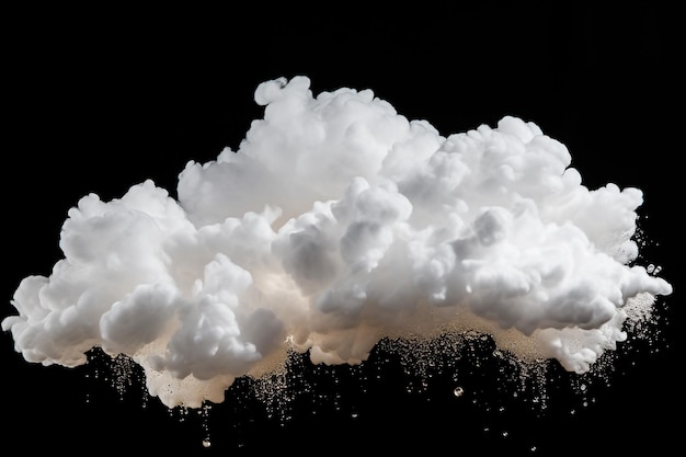 Single cloud in air isolated on black background Fog white clouds or haze For designs isolated on