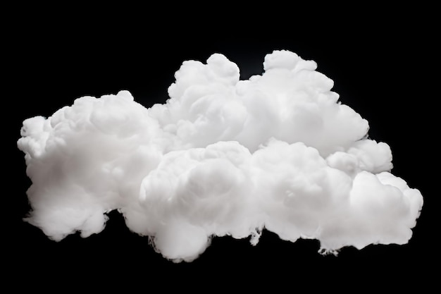 Single cloud in air isolated on black background Fog white clouds or haze For designs isolated on