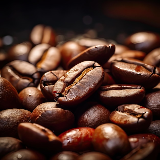 Single Coffee Bean Macro Shot on White Background. Dark Brown Grain for Hot Drinks and Food