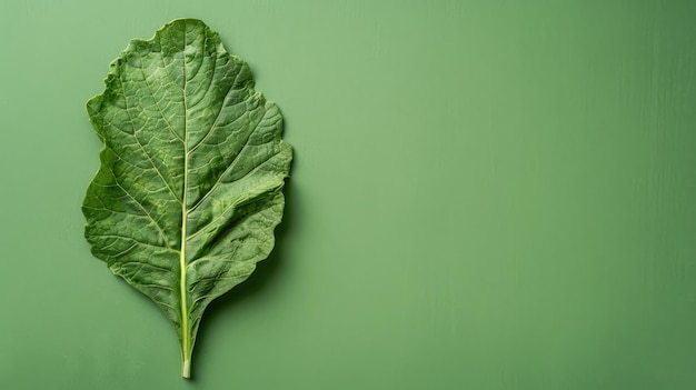 Photo single collard green leaf on background