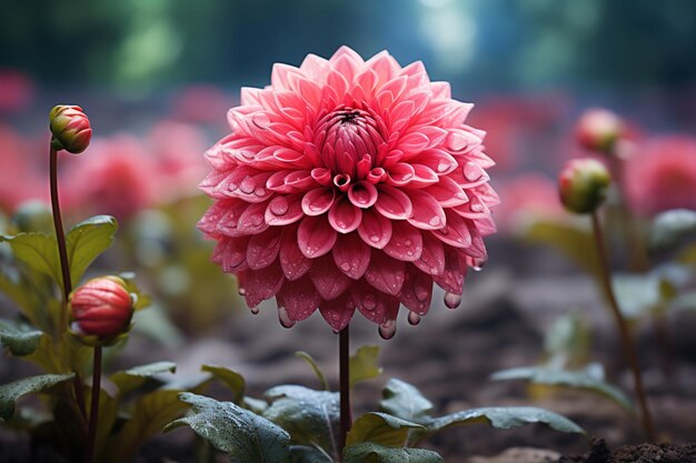 a single dahlia flower in garden high quality