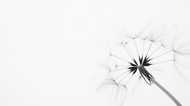 Photo a single dandelion seed head with white background