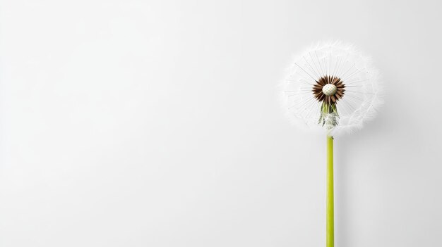 Photo single dandelion on white background a single dandelion with its seeds ready to be blown away