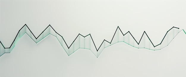 Photo a single dark green line graph with a steady upward trajectory on a plain white backdrop