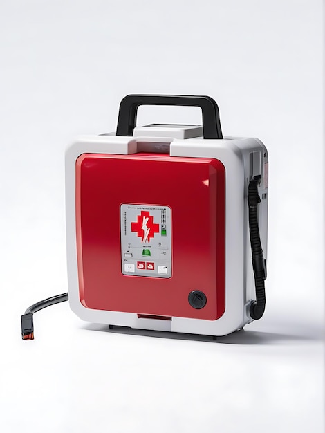 A single defibrillator on plain white bg