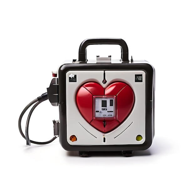 A single defibrillator on plain white bg