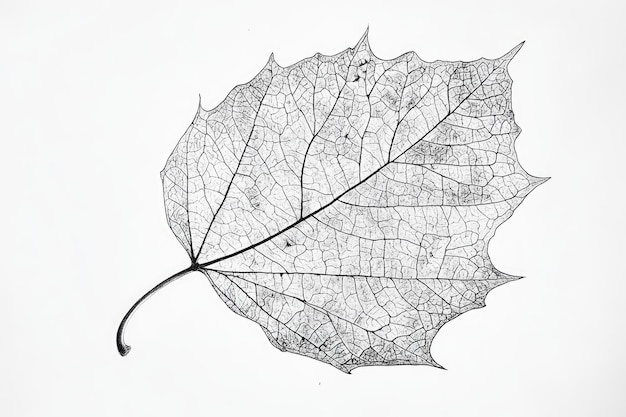 Photo a single delicate skeletonized leaf against a white background