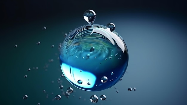 A single droplet of water suspended in midair Generative ai