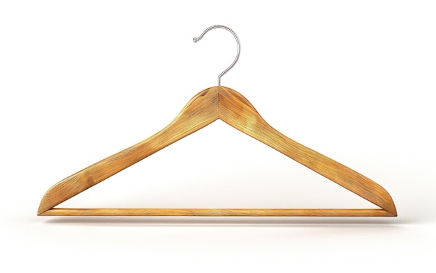 A single elegant wooden clothes hanger isolated on a pristine